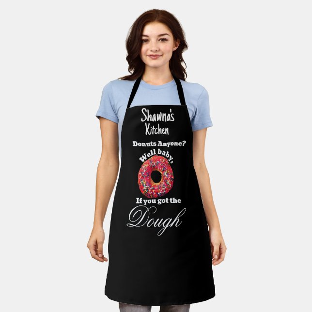 Women Aprons, Funny Dough Doughnut Baker Humor Apron (Worn)