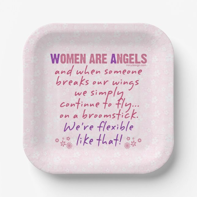 Women are Angels Paper Plates (Front)