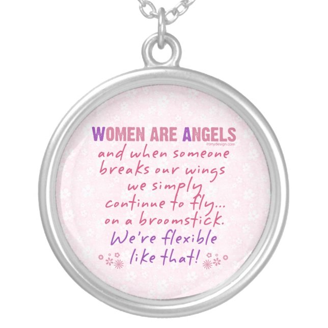 Women are Angels Silver Plated Necklace (Front)
