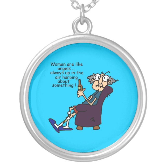Women Are Like Angels Silver Plated Necklace (Front)