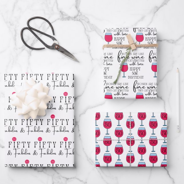 Women Are Like Wine 50th Birthday Wrapping Sheets  (Front)