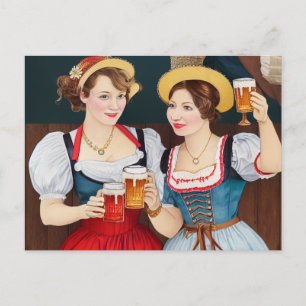 Women at the Oktoberfest. O'Zapft is! Postcard