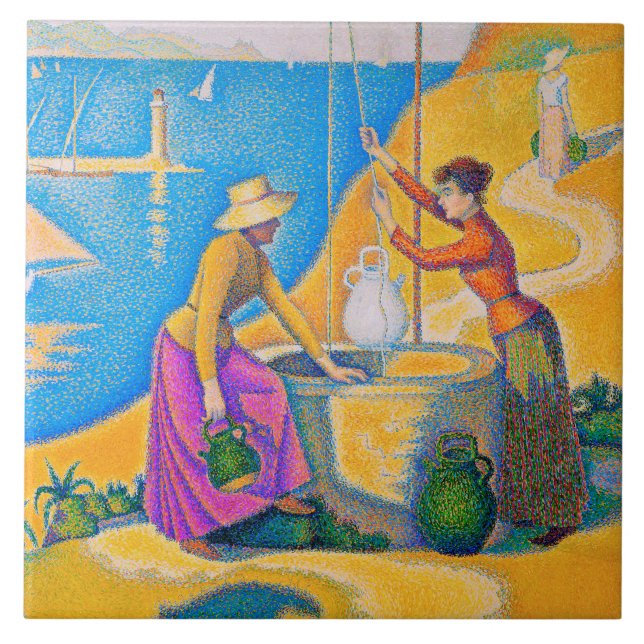 Women at the Well, Signac Ceramic Tile (Front)