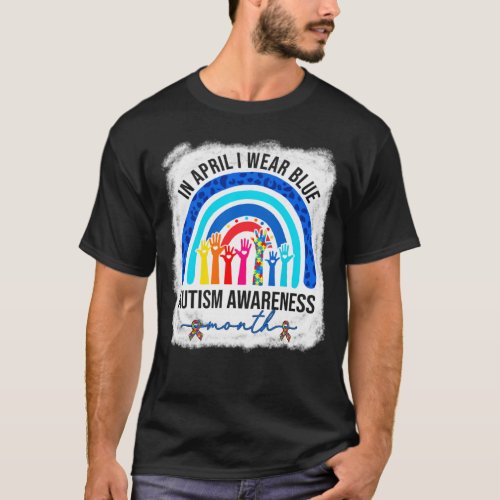Women Autism Awareness Rainbow Leopard In April We T-Shirt