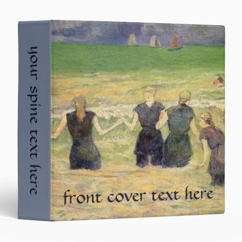 Women Bathing Dieppe by Paul Gauguin 3 Ring Binder