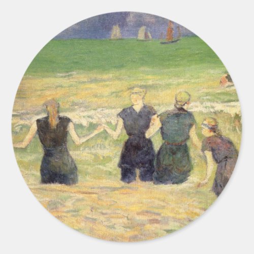 Women Bathing Dieppe by Paul Gauguin Classic Round Sticker