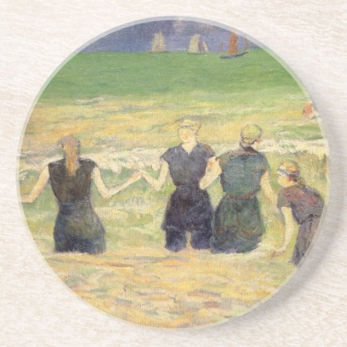 Women Bathing Dieppe by Paul Gauguin Drink Coaster