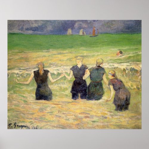 Women Bathing Dieppe by Paul Gauguin Poster