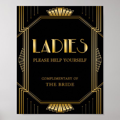 Women Bathroom Basket Sign  Gatsby Art Deco