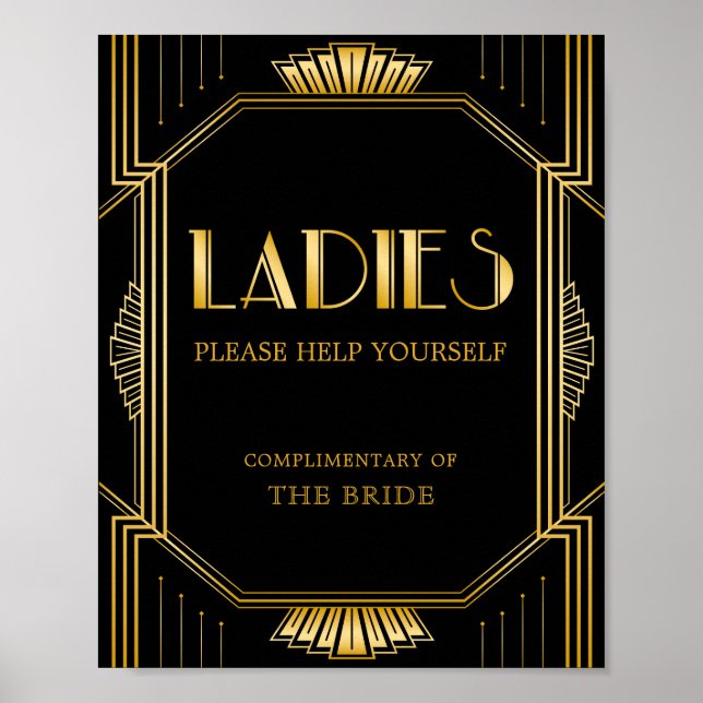 Women Bathroom Basket Sign | Gatsby Art Deco (Front)