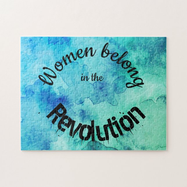 Women belong...feminist quote watercolour art jigsaw puzzle (Horizontal)