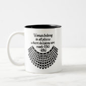 Women belong in all places where decisions are mad Two-Tone coffee mug (Left)