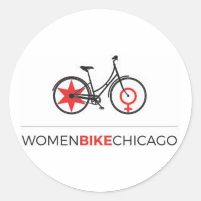 Women Bike Chicago - Step-Through Design Stickers (Front)