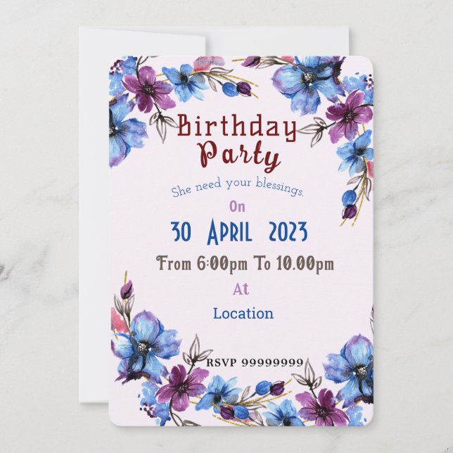 women birthday invitation (Front)