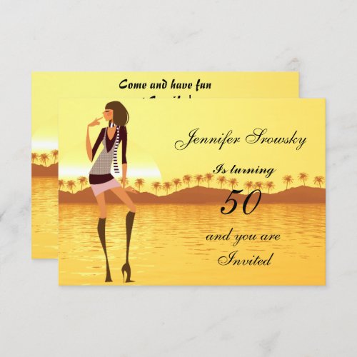 Women Birthday Party gold Invitation