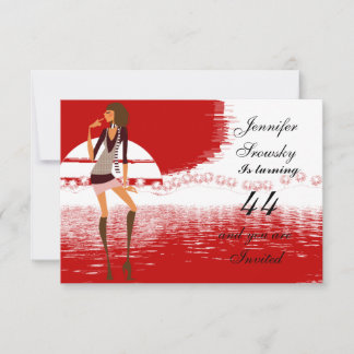 Women Birthday Party red Invitation