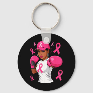 Women Black African American Fight Breast Cancer Keychain