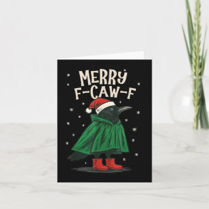 Women Black Crow F-caw-f Funny Christmas Merry F-c Card