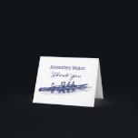 Women Blue Rowing Rowers Crew Team Water Sports Thank You Card<br><div class="desc">Water Sports- Rowing - Vintage Rowers / Crew Team ========= Customizable invitations and accessories with a Vintage Drawing of a crew team / rowers.===== You can easily customize these products by adding text fields, removing existing text fields, changing design images or adding additional images of your choice. You can also...</div>