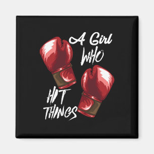 Women Boxing Kickboxing A Girl Who Hit Things  Magnet