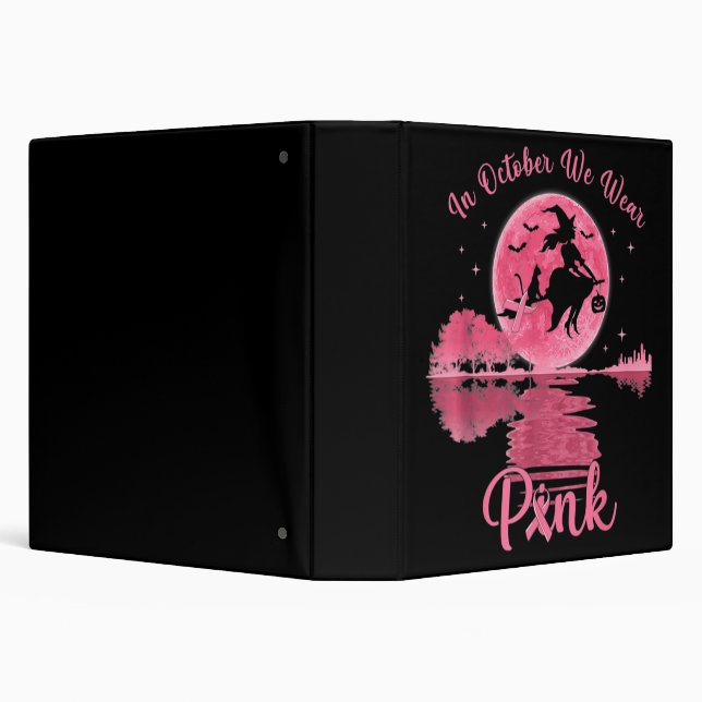 Women Breast Cancer Awareness, In October We Wear  3 Ring Binder (Background)