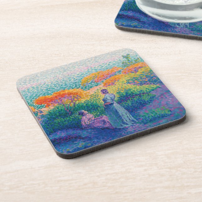 WOMEN BY THE SHORE PAINTING BEVERAGE COASTER (Left Side)