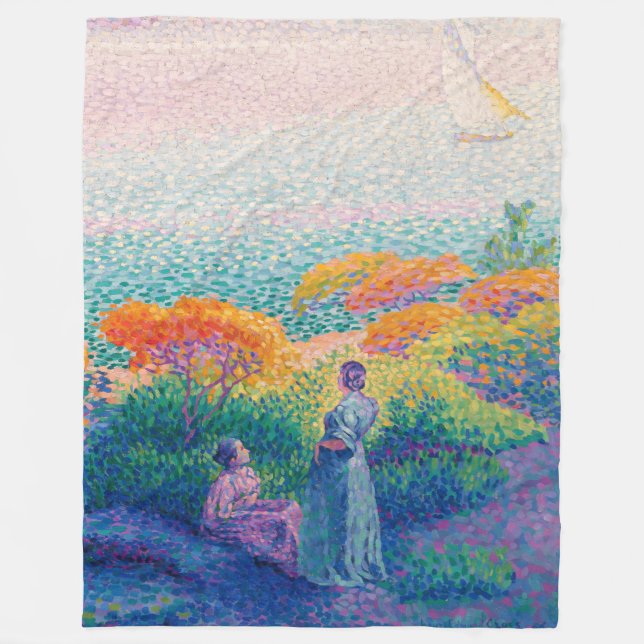 WOMEN BY THE SHORE PAINTING FLEECE BLANKET (Front)