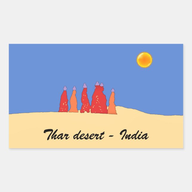 Women carrying water in Thar desert - Rajasthan Rectangular Sticker (Front)