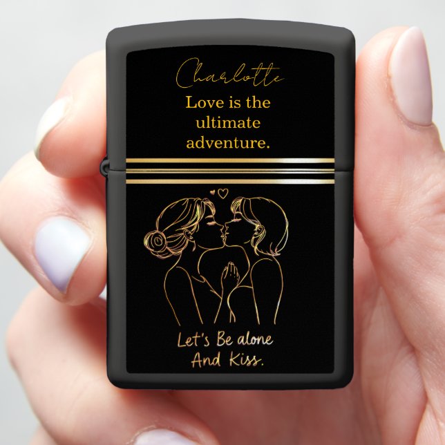 Women celebrating love  zippo lighter (In Hand)