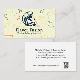 Women Chef Cooking Kitchen Utensils Pattern Business Card