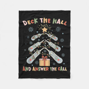 Women Christmas Icu Nurse Call Light Telemetry Hea Fleece Blanket