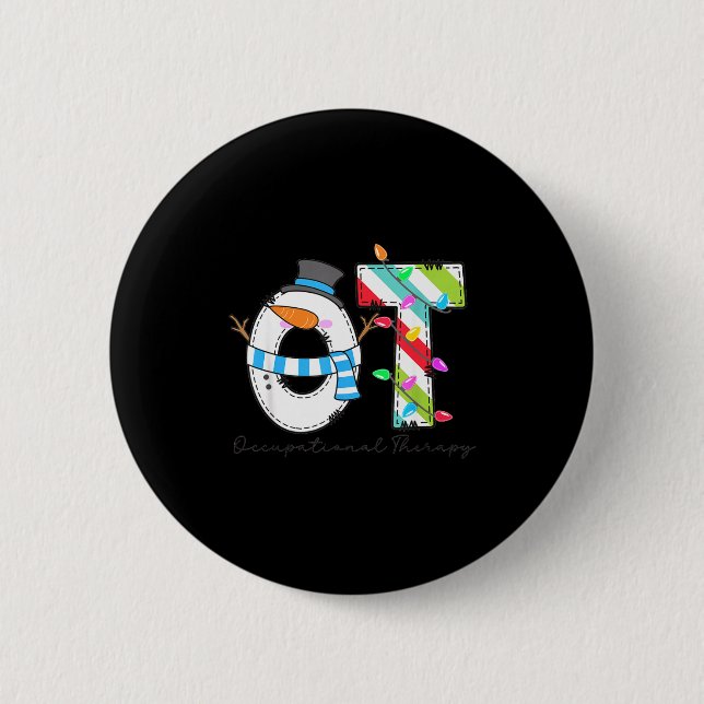 Women Christmas Occupational Therapy Ot Ota Snowma Button (Front)