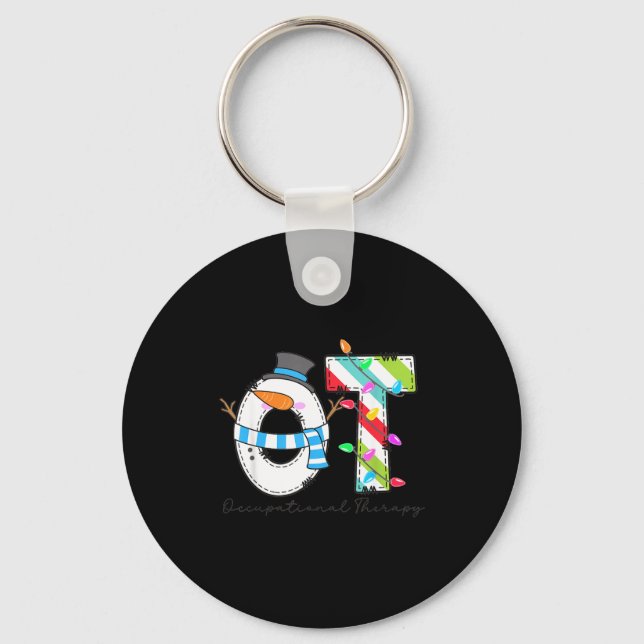 Women Christmas Occupational Therapy Ot Ota Snowma Keychain (Front)