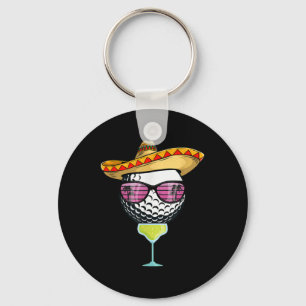 Women Cinco De Mayo Golf Ball With Sombrero Margar Keychain