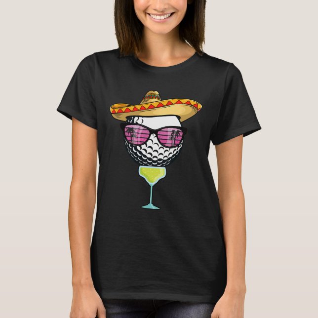 Women Cinco De Mayo Golf Ball With Sombrero Margar T-Shirt (Front)
