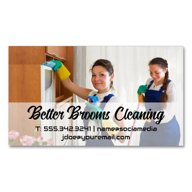 Women Cleaning Household Business Card Magnet (Front)