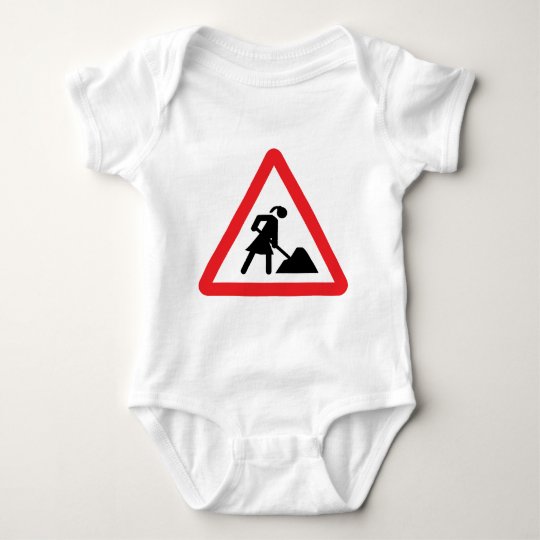 women construction building-site warnsign baby bodysuit