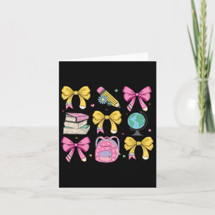 Women Coquette Pink Bow Ribbons Pencil Teacher App Card