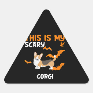 Women Corgi With Tail Costume Halloween Lazy Scar Triangle Sticker