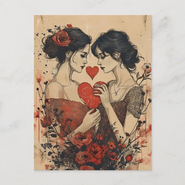Women Couple Valentine's day  Postcard (Front)
