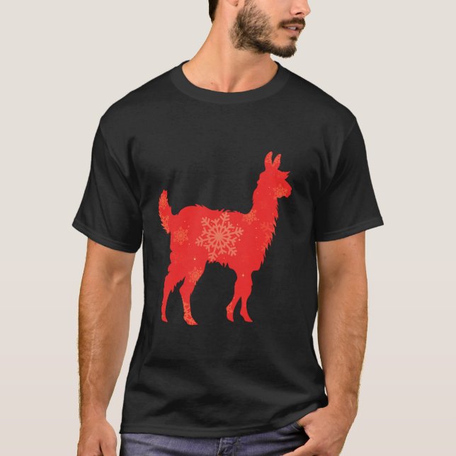 Women Cute Llama Lover Funny Winter Christmas Holi T-Shirt (Front)