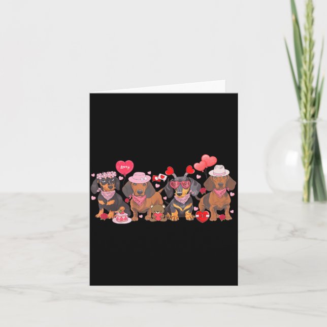 Women Dachshund Valentine’s Day Sausage Dog Bandan Card (Front)