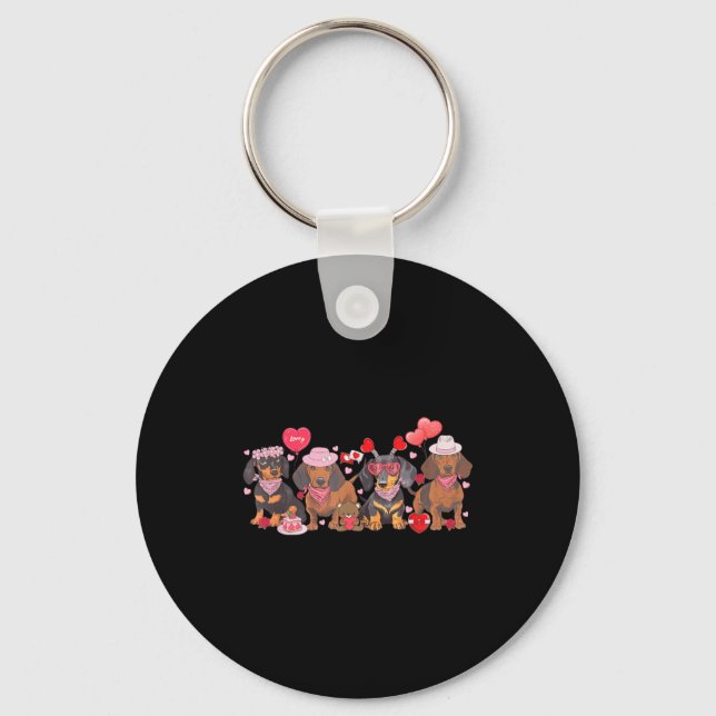 Women Dachshund Valentine’s Day Sausage Dog Bandan Keychain (Front)