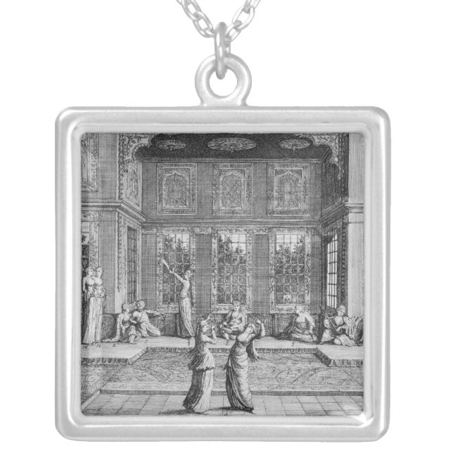 Women dancing in the Harem Silver Plated Necklace (Front)