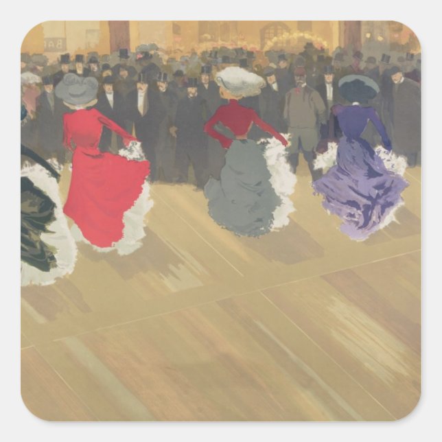 Women Dancing the Can-Can Square Sticker (Front)