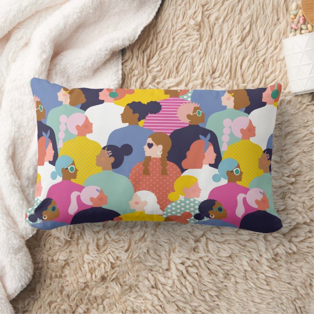 Women Diversity - Women of Different Ethnicity Lumbar Pillow (Blanket)