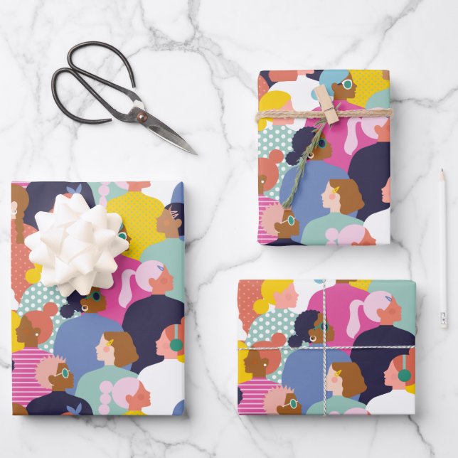 Women Diversity - Women of Different Ethnicity Wrapping Paper Sheets (Front)