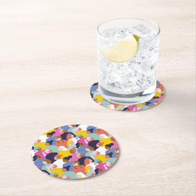 Women Diversity - Women of Various Race Round Paper Coaster (Insitu)