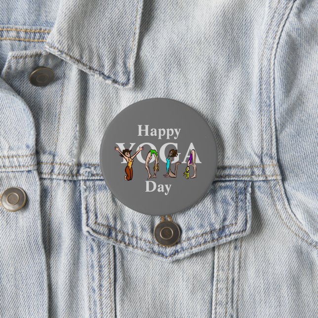 Women Doing Yoga in Letter Shapes Button (In Situ)