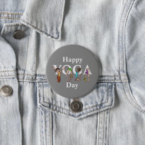 Women Doing Yoga in Letter Shapes Button